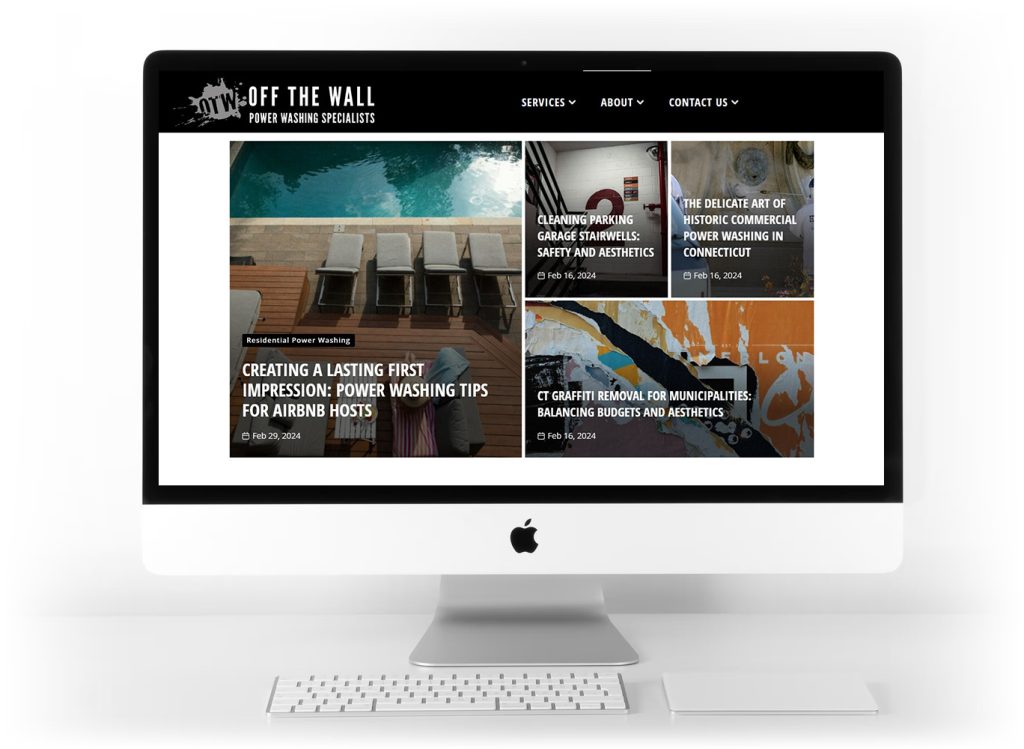 Mockup of a small business website design for Off The Wall Power Washing