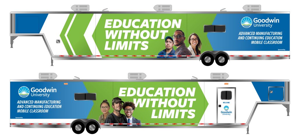 early draft design for the classroom vehicle wrap 