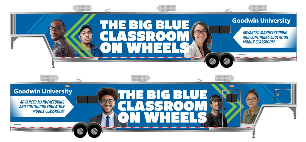 early draft design for the classroom vehicle wrap 