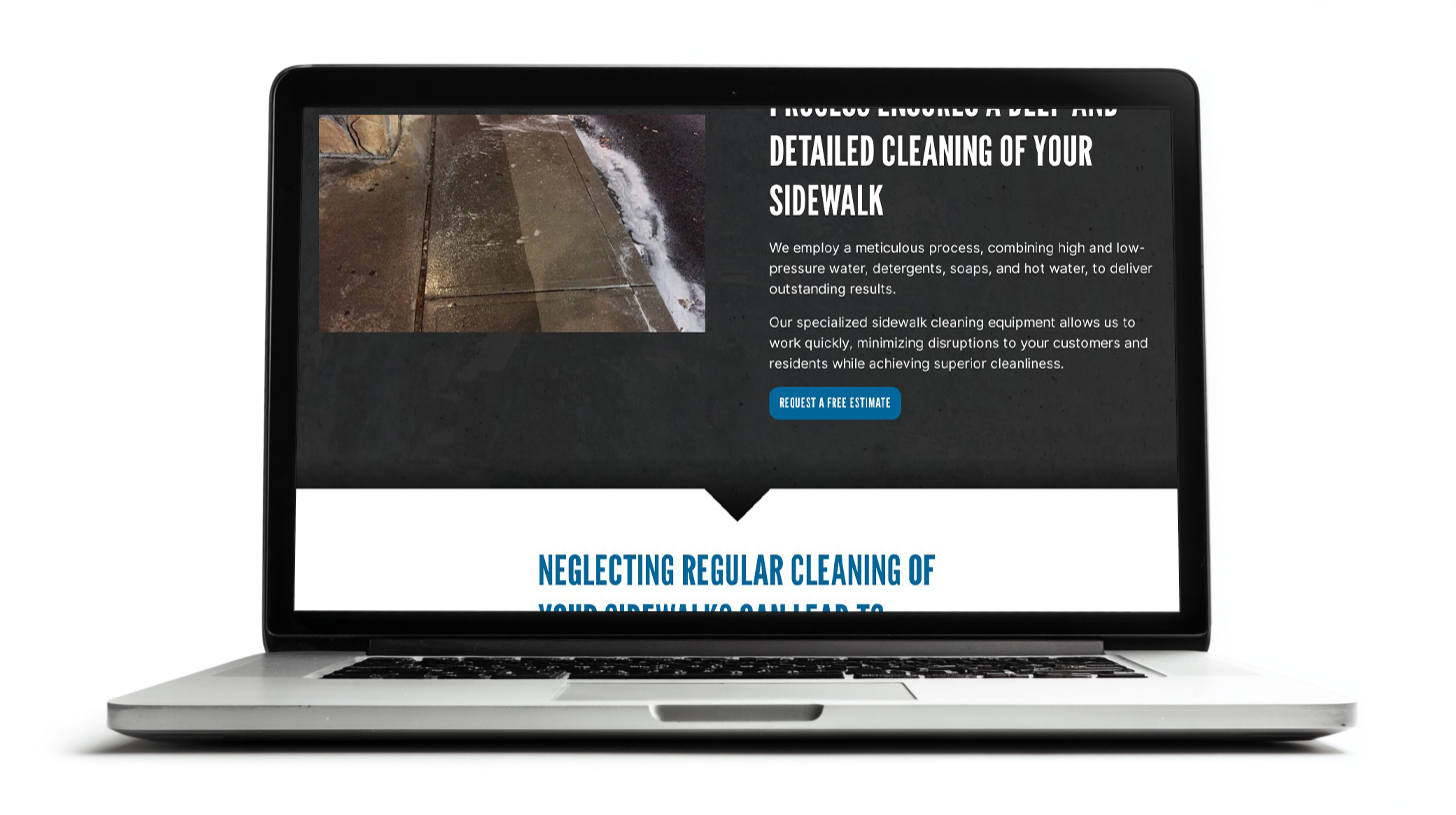 screenshot mockup detailing a service area webpage design